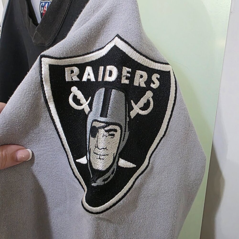 Galt Sand Raiders Sweatshirt Vintage 1995 NFL Crewneck Black Grey Colorblock XL - Picture 10 of 13